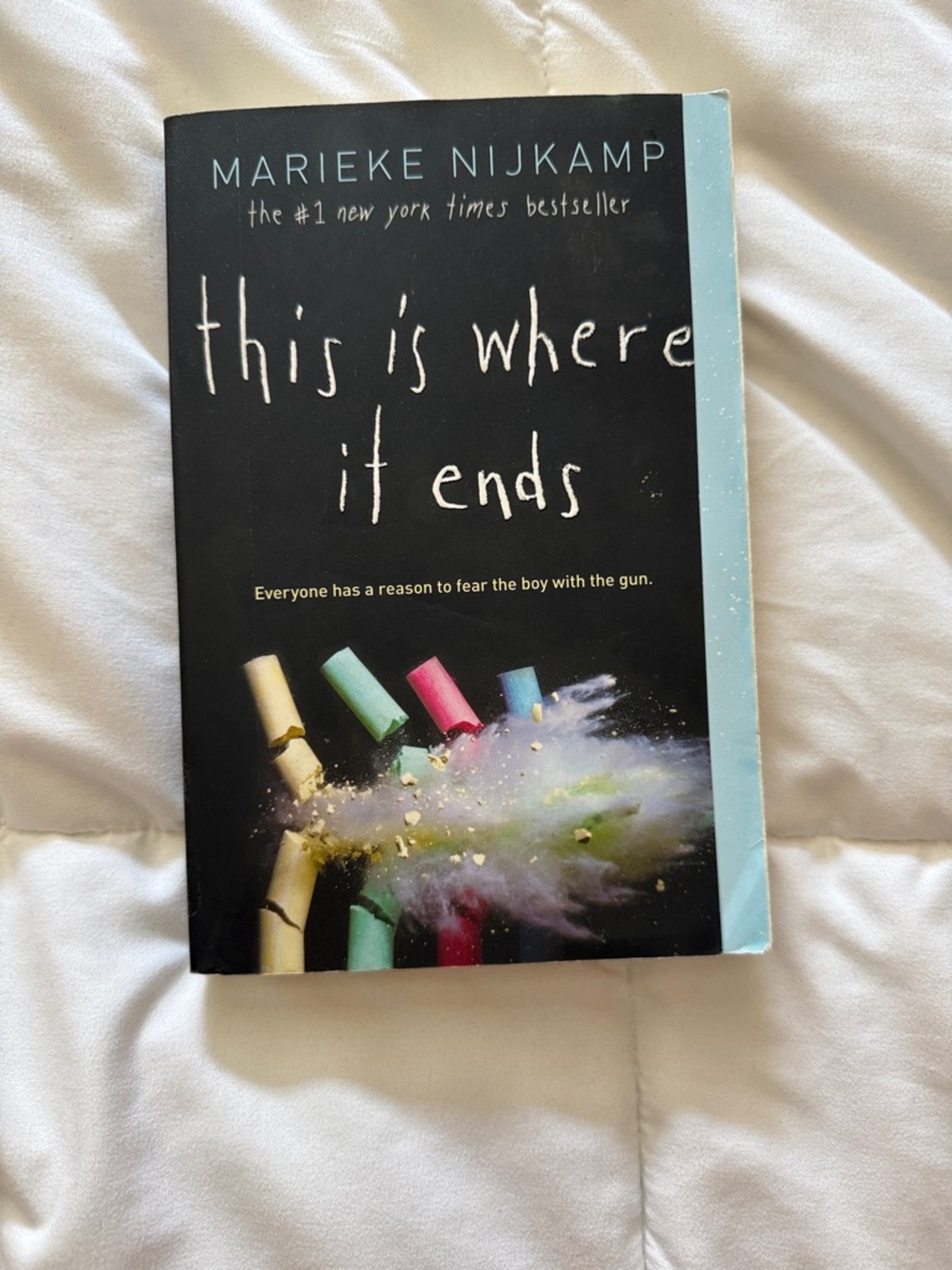 This Is Where It Ends — Black Cover with Light Blue Spine paperback